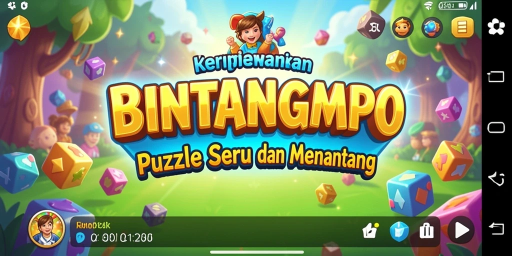 Screenshot gameplay BINTANGMPO yang menunjukkan tantangan puzzle