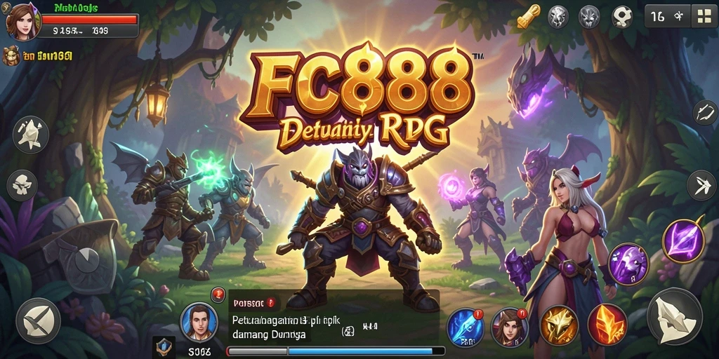 Screenshot menunjukkan karakter bertarung melawan monster dalam FC888.