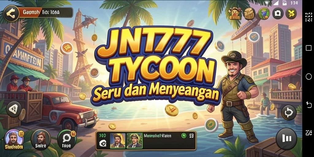 Tampilan gameplay seru JNT777 saat mengelola bisnis Tycoon.