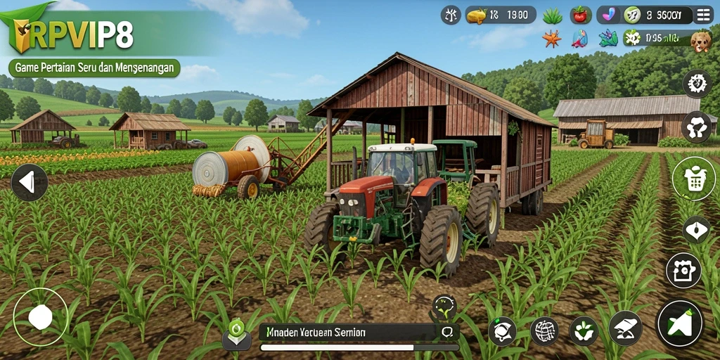 Screenshot yang menunjukkan gameplay pertanian yang menyenangkan di RPVIP8.