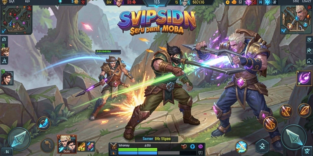 Gameplay seru dalam SVIPSIDN dengan aksi MOBA yang dinamis.
