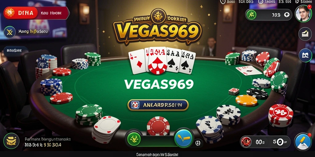 Tampilan gameplay poker yang menegangkan dan interaktif di VEGAS969.